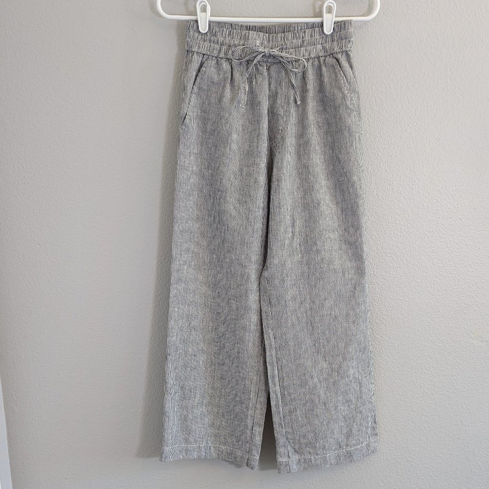 Abercrombie Linen Blend Wide Leg Cropped Pants
